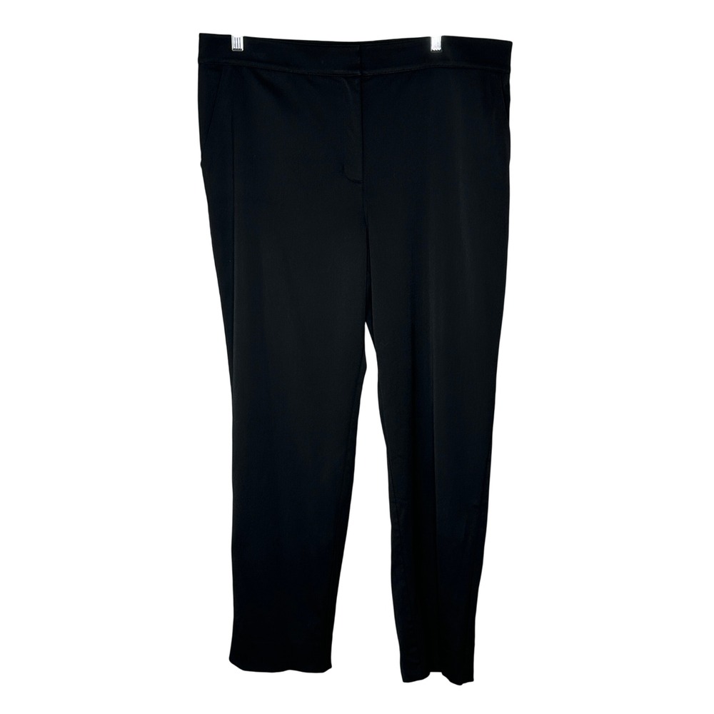 St John Black Straight Leg Wool Blend Pants Trousers Women's Size 14 Flat Front